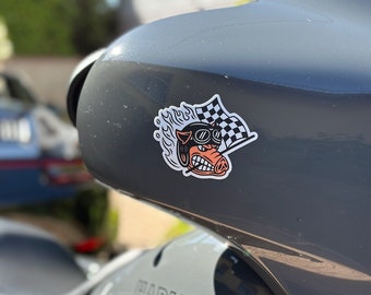 Fast Johnnie Hog sticker on white background