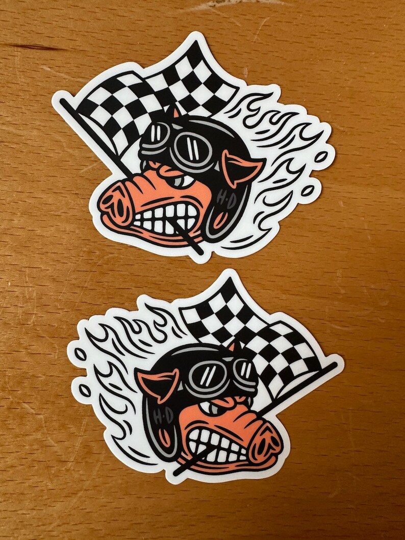 Fast Johnnie Hog Sticker on White Background Etsy