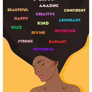 Positive affirmation wall print for Black women