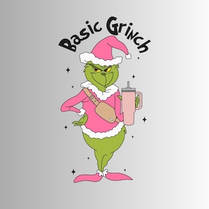 Basic Grinch Stanley Tumbler And Bag SVG, Santa Grinch Christmas