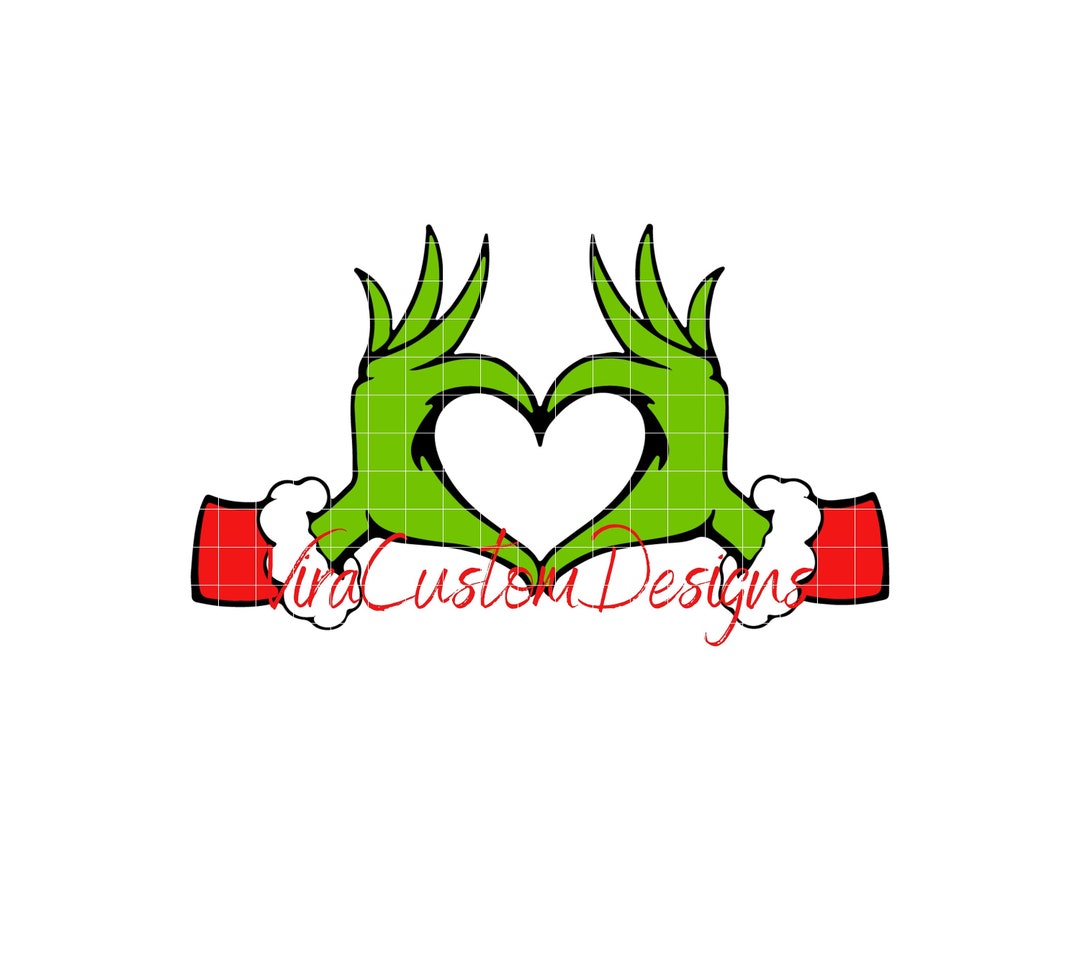 The Grinch Heart Hands PNG Bundle 5 Downloadable Merry Grinchmas PNG