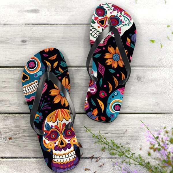 crystal skull flip flops