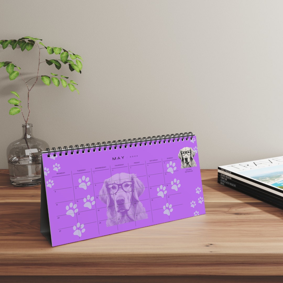2024 Calendar 2024 Dogs Desk Calendar Dogs Wearing Glasses Etsy