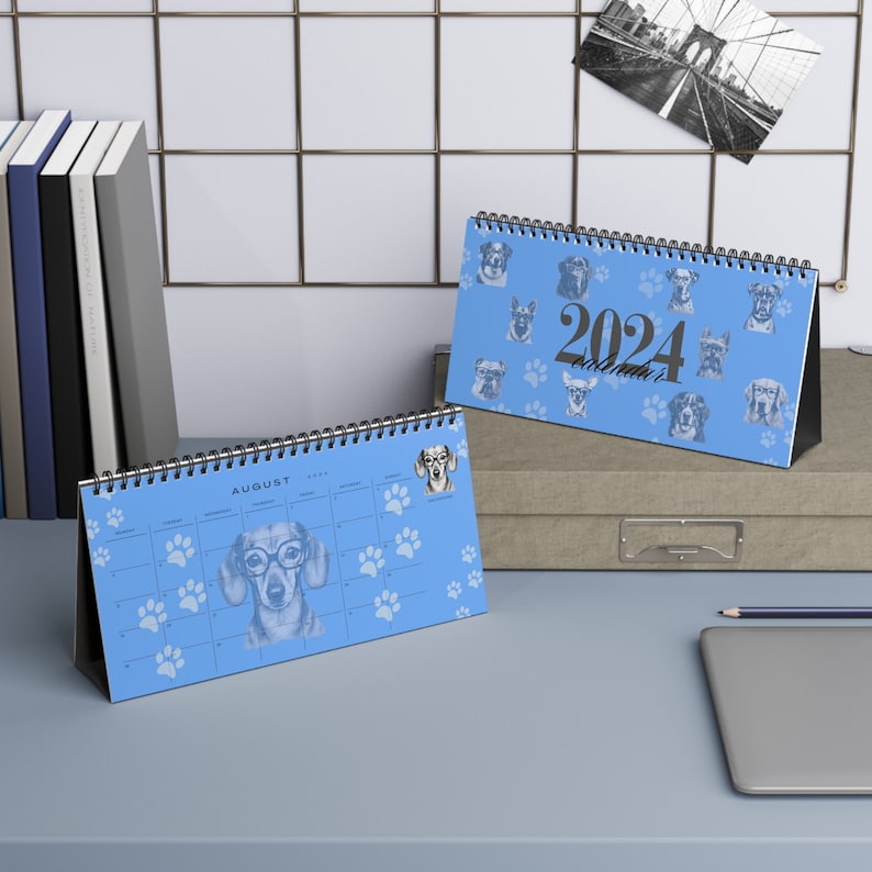 2024 Calendar 2024 Dogs Desk Calendar Dogs Wearing Glasses Desk