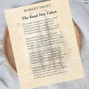 Sztuka ścienna poezji png, prezent na lato i jesień, wiersz Roberta Frosta, natychmiastowe pobieranie png, inspirujące PNG, autor vintage png, sentymentalny prezent artystyczny