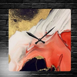 Abstract Art Acrylic Wall Clock, contemporary deco home or office clock,modern bohemian housewarming gift,glam luxe style,unique friend gift