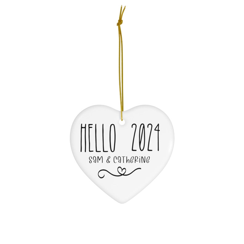 Personalized New Years 2024, Ceramic Ornament, House Warming Dated Name