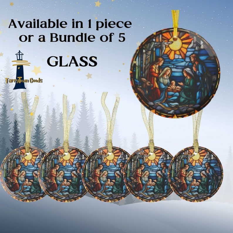 Glass Christian Nativity Scene Glass Ornament Stained Glass Etsy