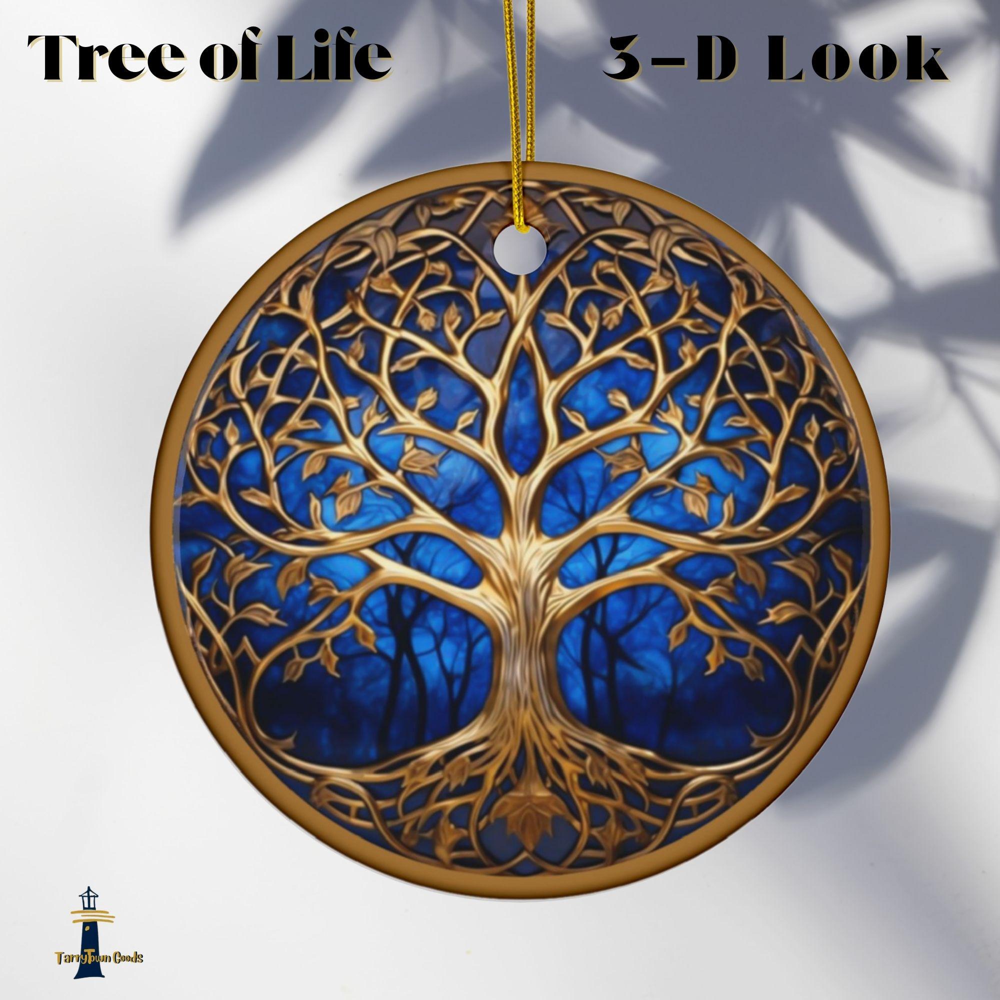 Keepsake Ornament 3-D Graphic,Tree of Life,hanging ceramic tag,office car,trendy home decor gift,birthday housewarming,special occasions