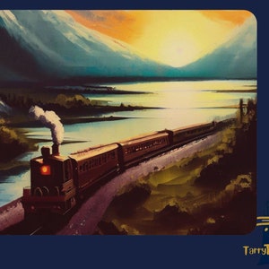 Sunset Train Mousepad,Round rectangle pad,work desk decor,home workspace,computer mouse pad, office supplies and accessories,home decor gift