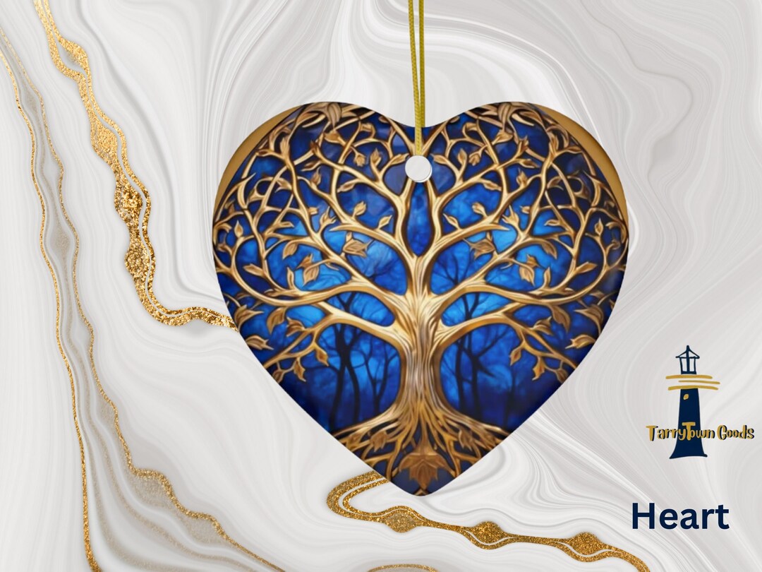 Keepsake Ornament Tree of Life,on a Hanging Ceramic Ornament. Christmas