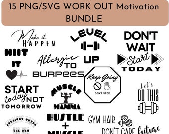 Workout svg-bundel, sportschool svg, fitness svg, oefening svg, motiverende svg, sportschoolcitaten, drukte svg, grappige training, sportschool gesneden bestand, sportschoolcitaten,