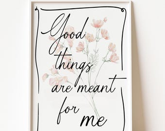Affirmation Poster: Floral Bedroom Wall Art (Digital Download)