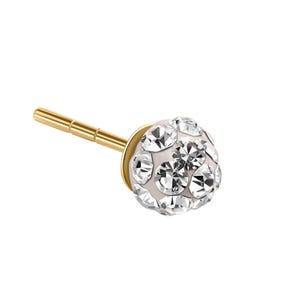 14K Yellow Gold Disco Single Stud Earring With 4mm Cubic Zirconia, Modern Diamond Stud Earrings, Precious Anniversary Gift