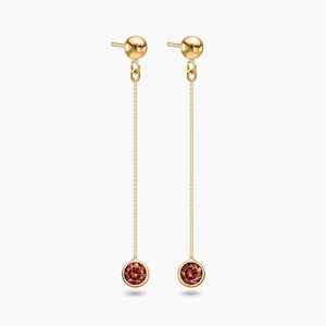 14K Yellow Gold Garnet & Gold Drop Earrings With 0.5 TCW, Unique Gift For Her, Fine Jewelry For Women, Precious Earrings With Gemstone