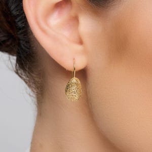 14K Yellow Gold Pebble Shaped Dangle Earrings, Unique Statement Jewelry,Classic Gemstone Jewelry, Fancy Accessories For Women