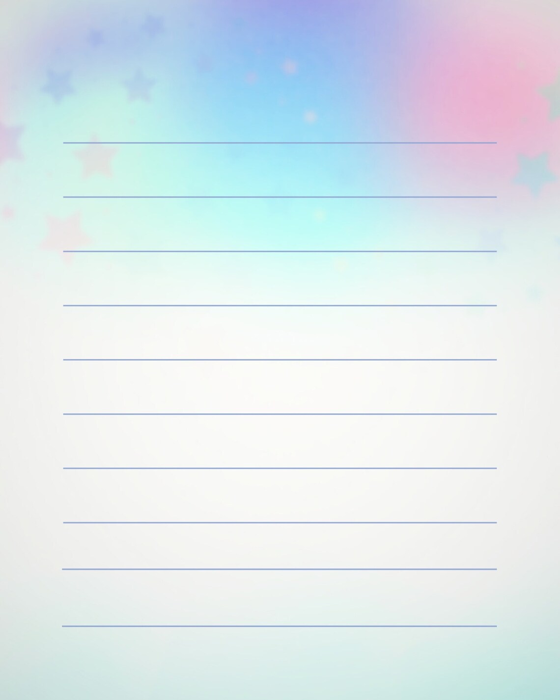 Starry Night Theme Stationary Set, With Lines, Without Lines, Digital Pdf, Letter Size ...
