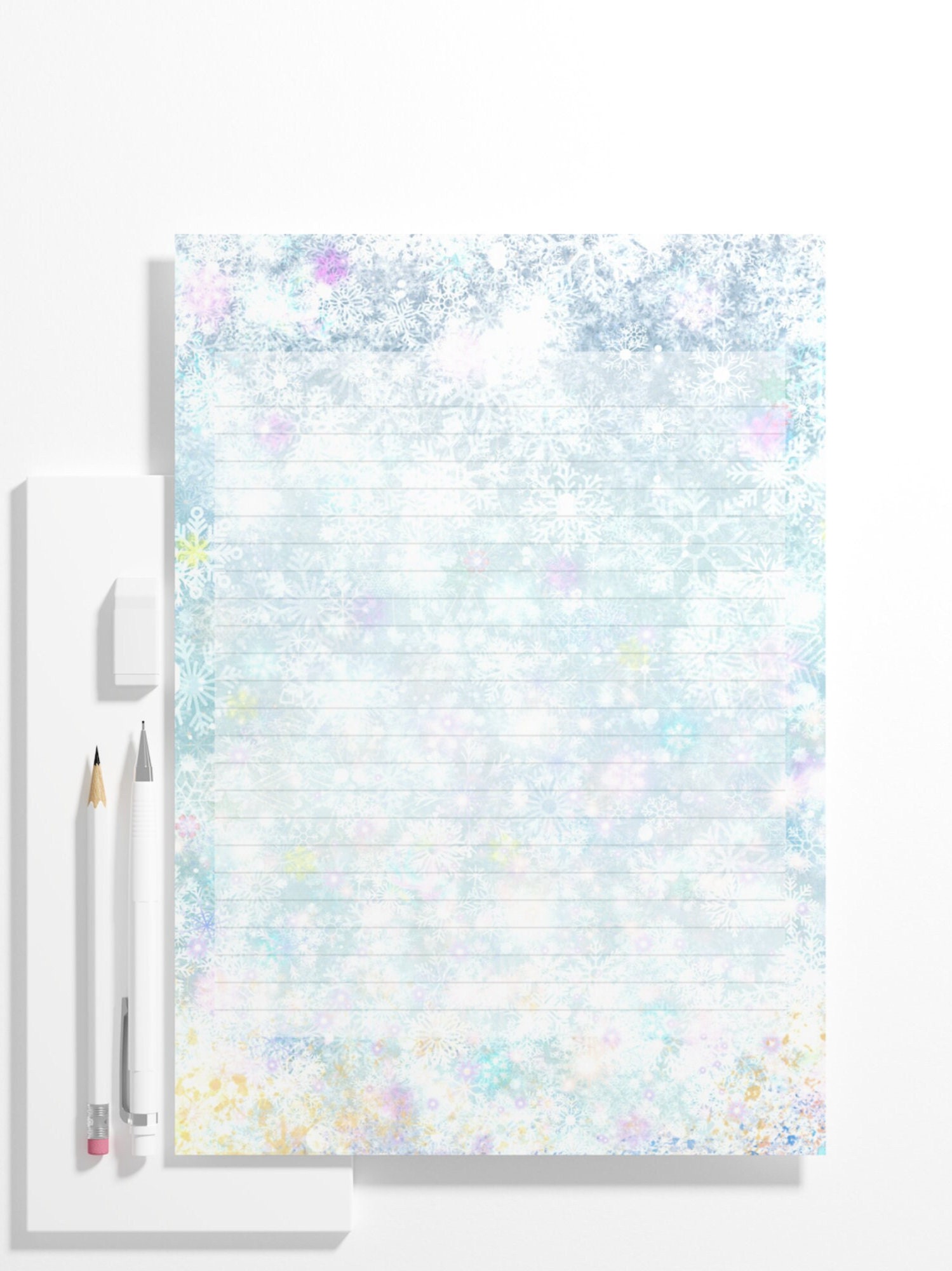 Custom Printable Stationary in Snowflake Theme, Winter Wonderland ...