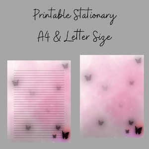 Black Butterflies Stationary Set.  A4 and Letter Size PDFs for Unlimited Printing