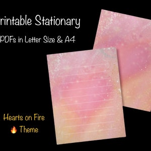 Hearts on Fire Stationary Paper, Letter writing paper, scrapbooking paper, pdf, Letter sized, A4, unlimited prints