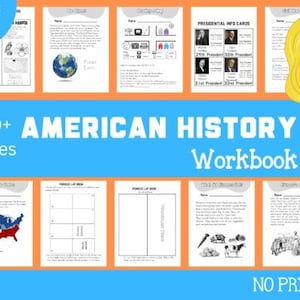 Cahier d'exercices d'histoire américaine pour les 6-8 ans | Imprimable