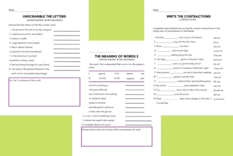 Second Grade Vocabulary Printable