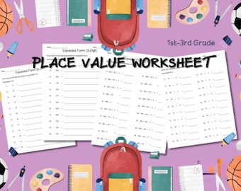 3rd Grade Math Worksheets: Place Value & Expanded Form (printable PDF ...