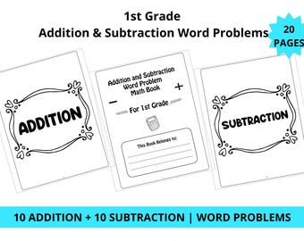 First Grade Math Worksheets PDF | Addition and Subtraction Word Problems | Homeschool & Classroom Learning Practice