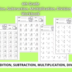 4th Grade Math Addition Subtraction Multiplication Division Worksheets | PDF | Printable