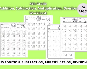 4th Grade Math Addition Subtraction Multiplication Division Worksheets | PDF | Printable