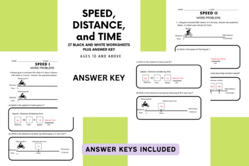 4th Grade, 5th Grade Speed, Distance, Time Word Problems Worksheets ...