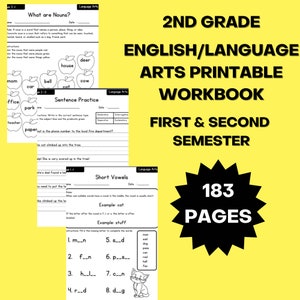2nd Grade LANGUAGE ARTS WORKBOOK| First and Second Semester| Printable