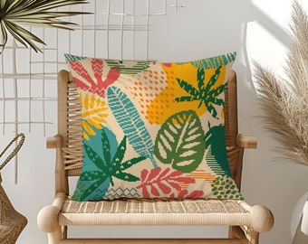 Needlepoint Pillow Pattern Tropicana, Tapestry Cushion Pattern, Sofa Cushion Cover Pattern, Tapestry Pillow