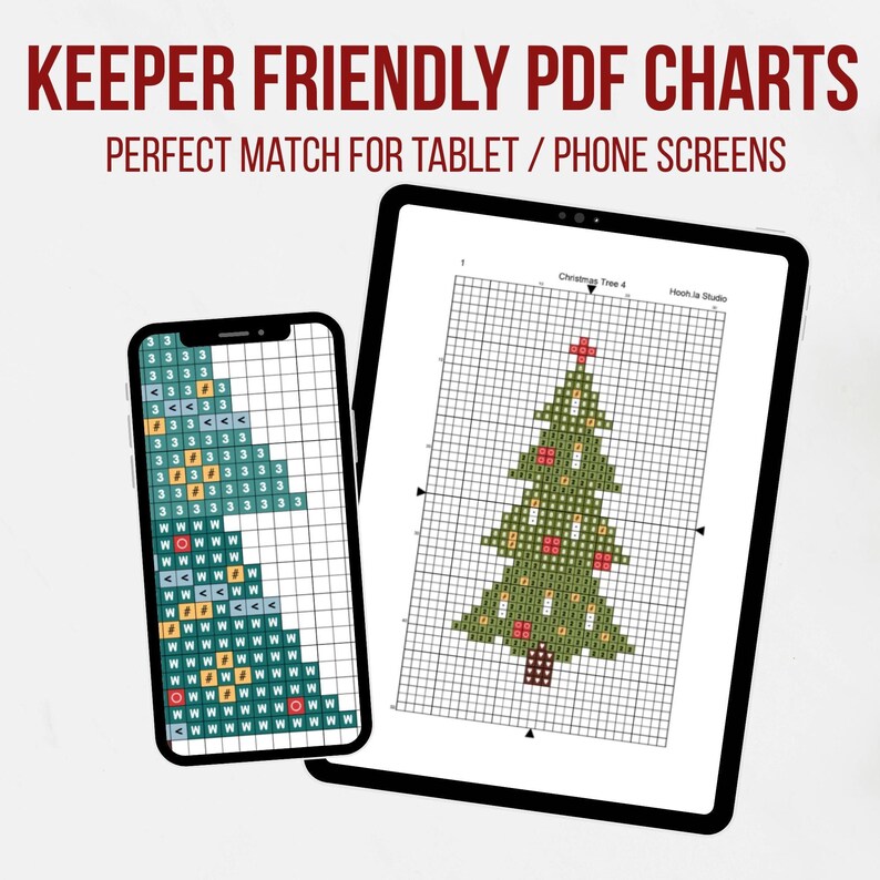 christmas tree with candles and garland cross stitch pattern keeper friendly pdf charts