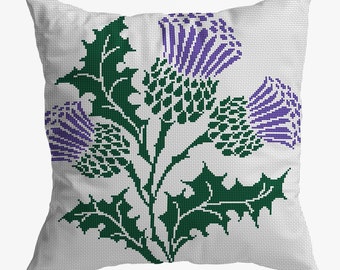 Counted Needlepoint Thistle Pattern for Pillow, Scottish Thistle Needlepoint Cushion