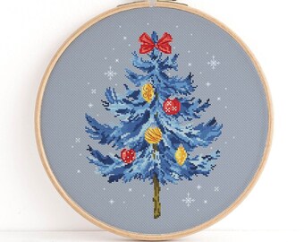 Christmas Tree Cross Stitch Pattern, Joyful Christmas Tree Cross Stitch Pattern: Festive DIY Holiday Decor