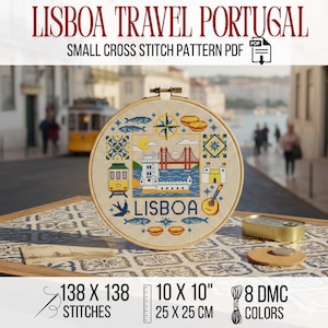 Padrão de Ponto Cruz Lisboa - Nível Intermediário - Design de Viagem - PDF - Cidade Moderna