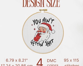 Santa Cross Stitch Pattern PDF, Snarky Christmas Quote