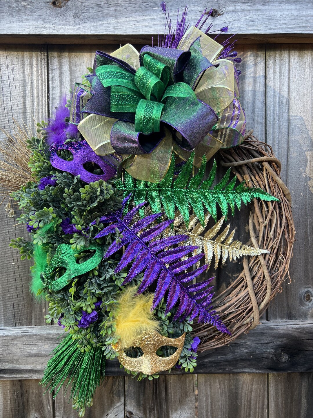 mardi gras grapevine wreath
