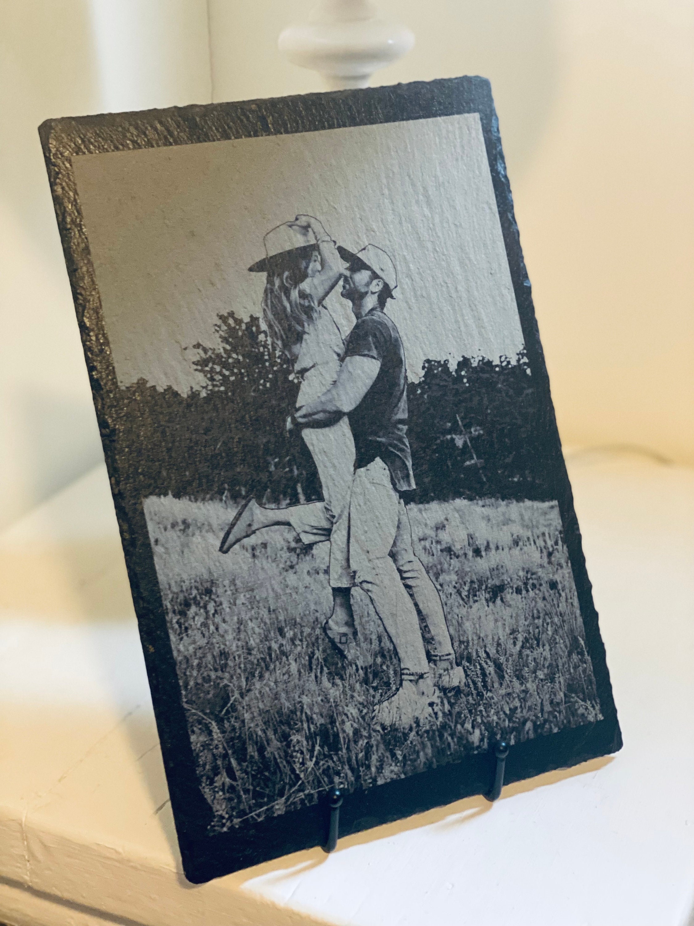 Laser Engraved Photo on Slate Tile Personalized Photograph on Slate