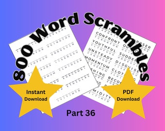 Word Scramble Puzzle Bundle | 800 Word Scrambles To Keep Your Mind Active | PT 36