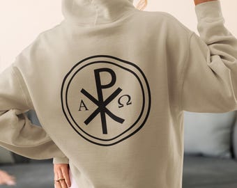Chi Rho Symbol | Hoodie | Catholic | Christ | Jesus | Eucharist | Mass | Men | Women | Youth | Saint | Faith | Gift | Alpha | Omega
