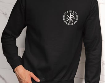 Chi Rho Symbol | Sweater/Jumper | Catholic | Christ | Jesus | Eucharist | Mass | Men | Women | Youth | Alpha | Omega | Saint | Faith | Gift