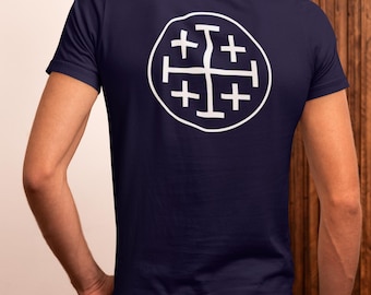 Jerusalem Cross | T Shirt | Front and Back image | Unisex | Catholic | Christian | Men | Women | Youth | Symbol | Gift | Church | Jesus |