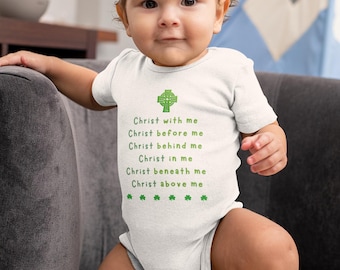 Saint Patrick's Day Baby Body Suit | Bonsuit | Onesie | Prayer | Short Sleeve | Christ in me | Catholic | Cute | Green | Feast Day | Gift