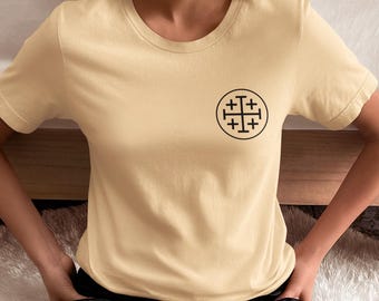 Jerusalem Cross | T Shirt | Front image only | Unisex | Catholic | Christian | Men | Women | Youth | Symbol | Gift | Church | Jesus | Christ