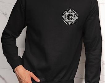 IHS Sweater | Jumper | Unisex | Catholic | Symbol | Jesus | Mass | Liturgy | RCIA | Gift | Men | Women | Youth | Church | Gospel | Christ
