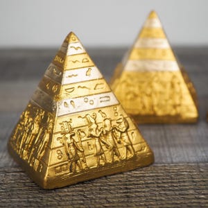 Beautiful Gold painted Ancient Egyptian Pyramids, handmade and hand-painted in Egypt