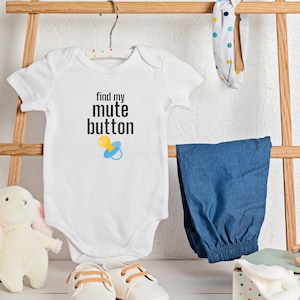 Mute Button Funny Bodysuit, Baby Clothing, 6M 24M bodysuit, Soft  infant tops, Hilarious baby shower gift, NewBaby gift idea, Mom Baby gifts