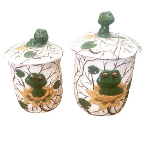 Vintage Frog Large Ceramic Canister Cookie Jar 10 Japan